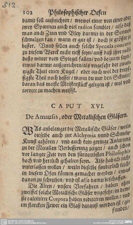 CAPUT XVI. De Amausis, oder Metallischen Gläsern.