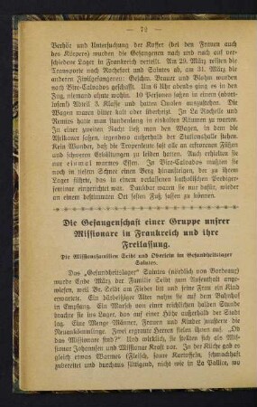 72-78, Die Gefangenschaft einer Gruppe unsrer Missionare in Frankreich und ihre Freilassung