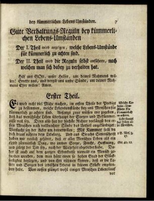 Gute Verhaltungs-Reguln bey kümmerlichen Lebens-Umständen