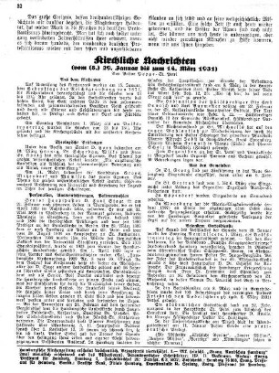 Kirchliche Nachrichten : vom (5.) 29. Januar bis zum 14. März 1931