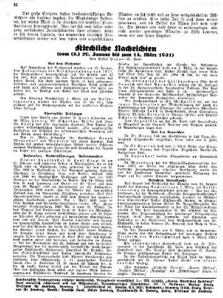 Kirchliche Nachrichten : vom (5.) 29. Januar bis zum 14. März 1931