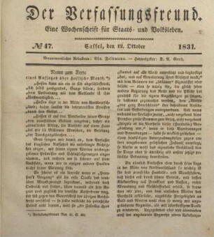 № 47. Cassel, den 12. Oktober 1831.