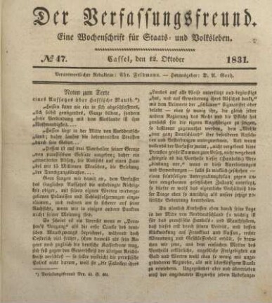 № 47. Cassel, den 12. Oktober 1831.