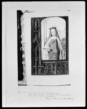Gebetbuch mit Kalendarium — Die heilige Katharina, Folio 221verso