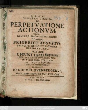 Dispvtatio Jvridica De Perpetvatione Actionvm