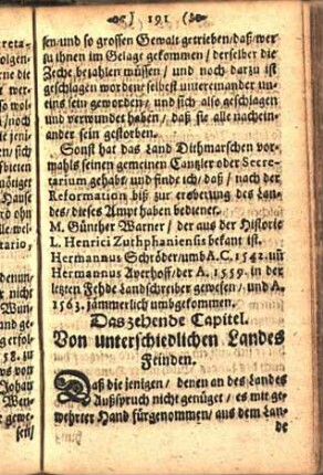 Das zehende Capitel. Von unterschiedlichen Landes Feinden.