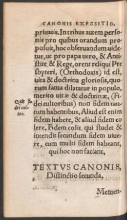 Textus Canonis, Distinctio secunda.