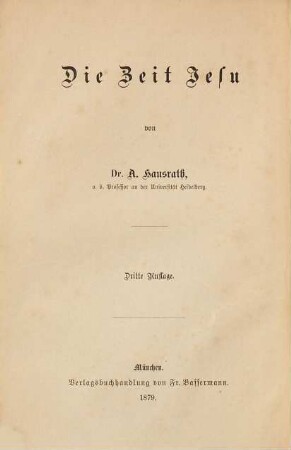 Neutestamentliche Zeitgeschichte, I