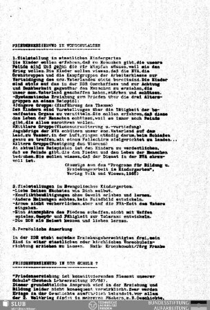 Friedenserziehung im Vorschulalter