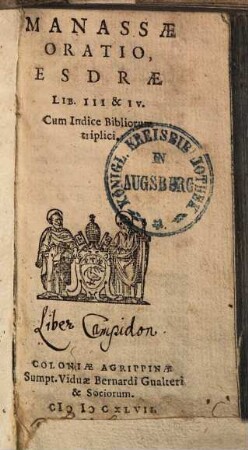 Biblia Sacra vulgatae editionis : Sixti V. Pont. M. jußu recognita et Clementis VIII. auctoritate edita. 5