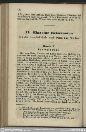IV. Einzelne Reiserouten von der Eisenbahnlinie nach Osten und Norden