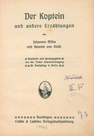Der Koptein und andere Erzählungen