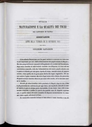 Sulla Maturazione E La Qualità Dei Fichi Dei Contorni Di Napoli