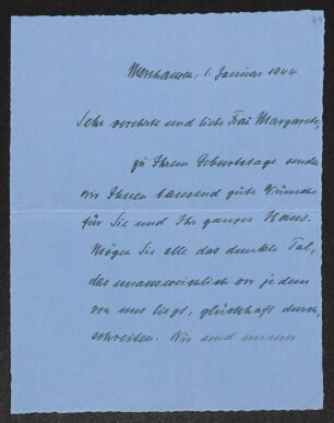 Brief von Hildegard Haussmann und Hermann Haussmann an Margarete Hauptmann