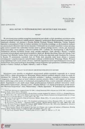 20: Rola Rzymu w późnobarokowej architekturze polskiej