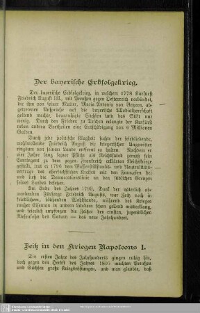 Der bayeriche Erbfolgekrieg