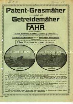 Grasmäher vereinigt mit Getreidemäher