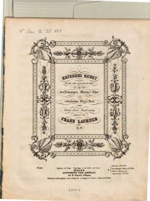 Kriegers Gebet : Du bist, o Herr mein Stern bei Nacht ; für vierstimmigen Männer-Chor und vollständiger Militär-Musik oder Piano-forte Begleitung: op. 89