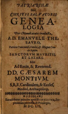 Patriarchae sive Chritsi salvatoris genealogia : per mundi aetates traducta