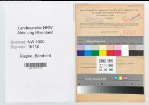 Entnazifizierung Bernhard Riepke, geb. 25.09.1899 (Lehrer)