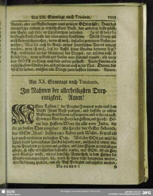 Am XX. Sonntage nach Trinitatis