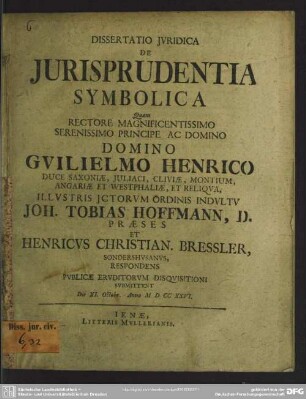Dissertatio Iuridica De Iurisprudentia Symbolica