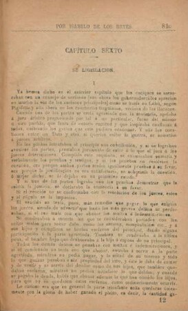 Capítulo sexto. Su ligislacion