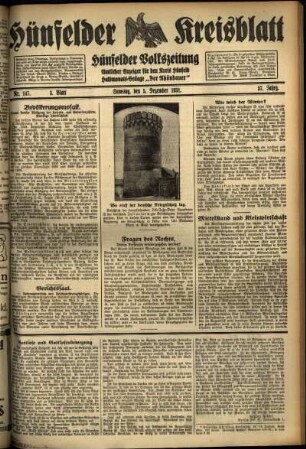 Dritte Ausgabe vom Samstag, den 05. Dezember 1931.