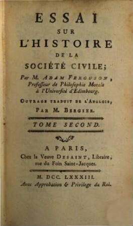 Essai Sur L'Histoire De La Société Civile, 2