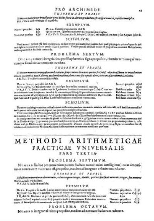Methodi Arithmeticae Practicae Vniversalis Pars Tertia.