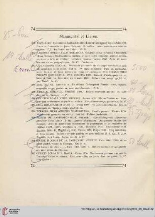 Manuscrits et Livres (Nr. 1292-1307)