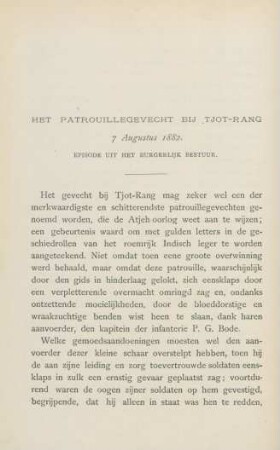 Het patrouillegevecht bij Tjot-Rang 7 August 1882 ...