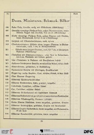 Dosen, Miniaturen, Schmuck, Silber (Nr. 496-523)
