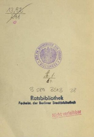Kön. Pr. Ministerium des Innern Bibliothek