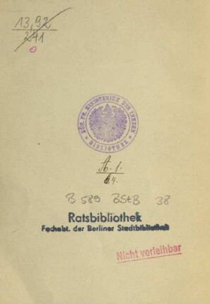 Kön. Pr. Ministerium des Innern Bibliothek