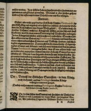 5-17, Der 1. Beweiß der Erblichen Succession in dem Königreich Böheimb