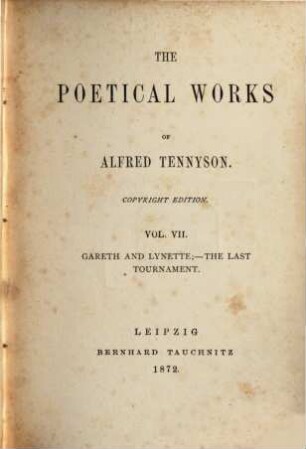 The poetical works of Alfred Tennyson. 7,7