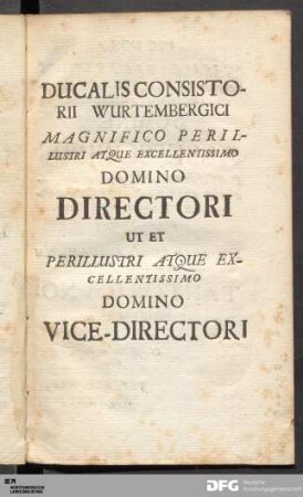 Ducalis Consistorii Wurtembergici...