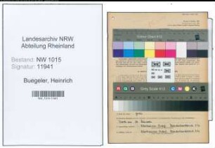 Entnazifizierung Heinrich Buegeler , geb. 29.12.1883 (Kuechenleiter)