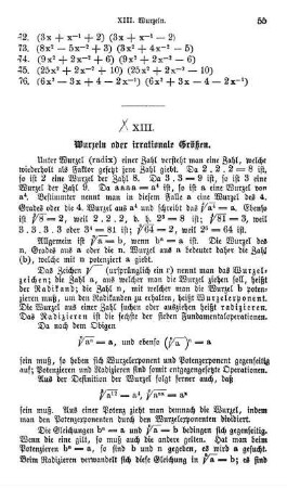 XIII. Wurzeln oder irrationale Größen.