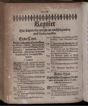 Register Der Capitulen/ welche in nachfolgenden fünff Theilen begriffen