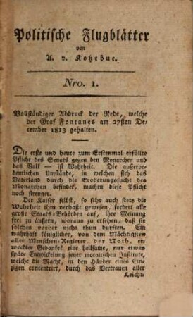 Politische Flugblätter. 1. 1814