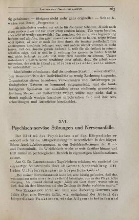 XVI. Psychisch-nervöse Störungen und Nervenanfälle