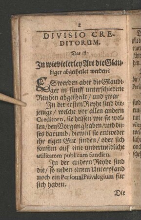 Divisio Creditorum.