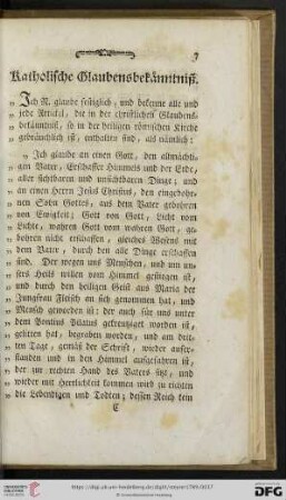 Katholische Glaubensbekänntniß