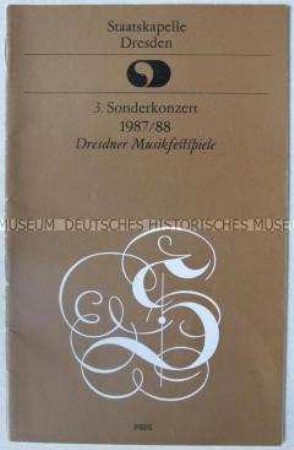 Programmheft zum 3.Sonderkonzert 1987/88 der Staatskapelle Dresden anlässlich der Dresdner Musikfestspiele
