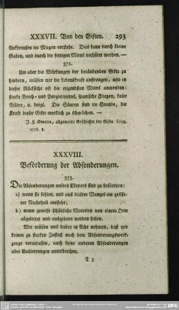 XXXVIII. Beförderung der Absonderungen