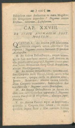 Cap. XXVIII. De Statu Animarum Post Mortem.