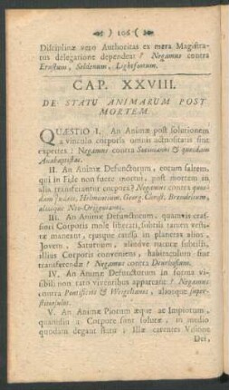 Cap. XXVIII. De Statu Animarum Post Mortem.