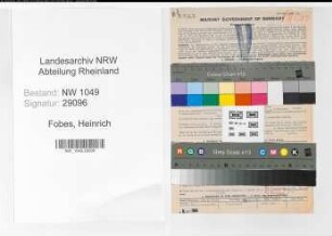 Entnazifizierung Heinrich Fobes , geb. 04.04.1901 (Sachbearbeiter)